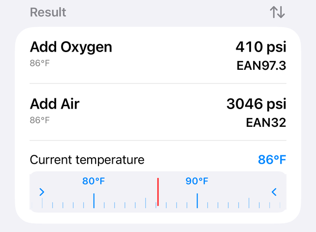After adjusting it to the measured 30 °C / 85 °F
